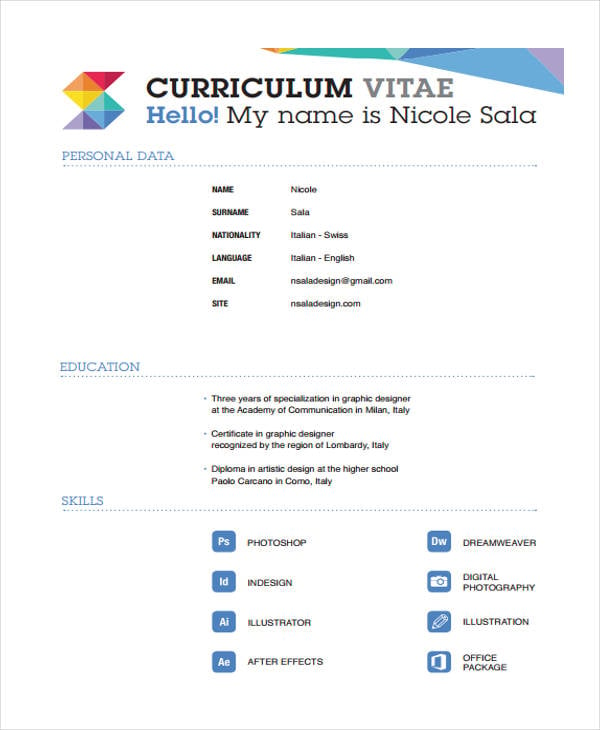 7 Graphic Curriculum Vitae Templates Pdf Doc Free Premium