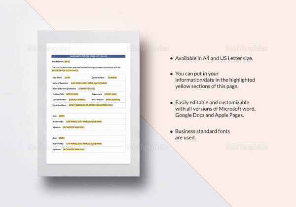 sales quotation template