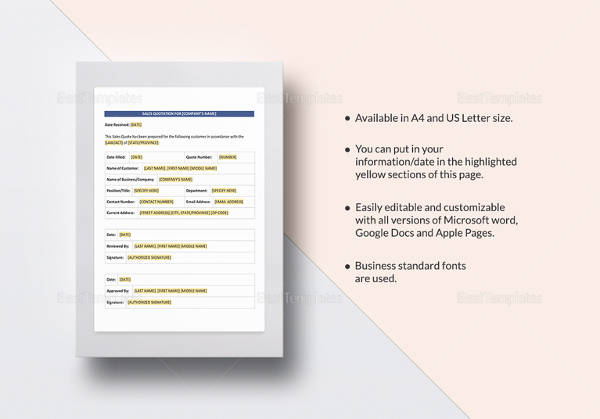 14+ Formal Quotation Template - Word, PDF, Google docs