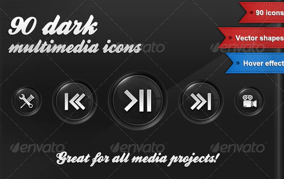 0 dark multimedia icons