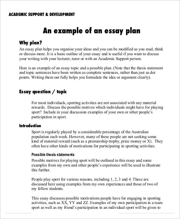 essay plan sentence