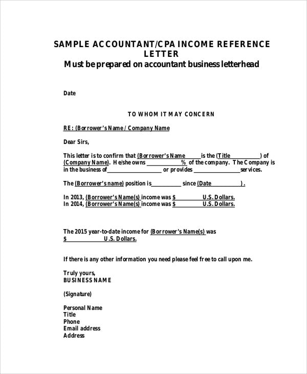 accountant reference letter