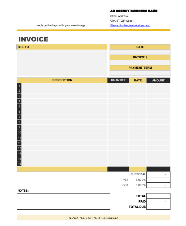 8+ Advertising Invoice Templates Free Word, PDF, Excel Format Download