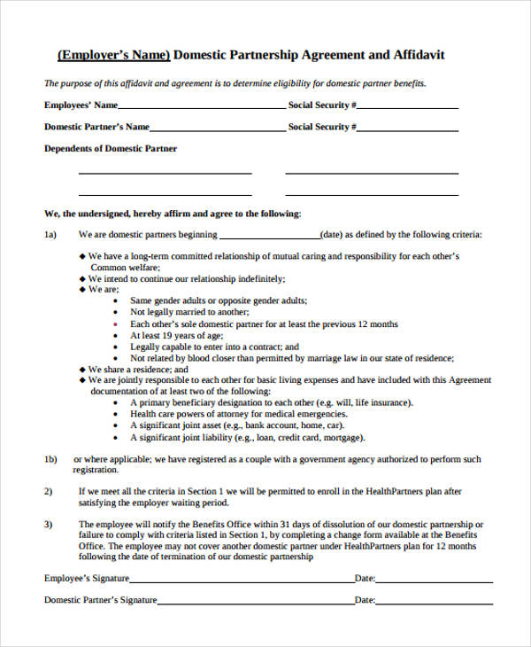 agreement form for domestic partnership1