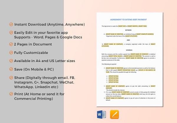 agreement to extend debt payment