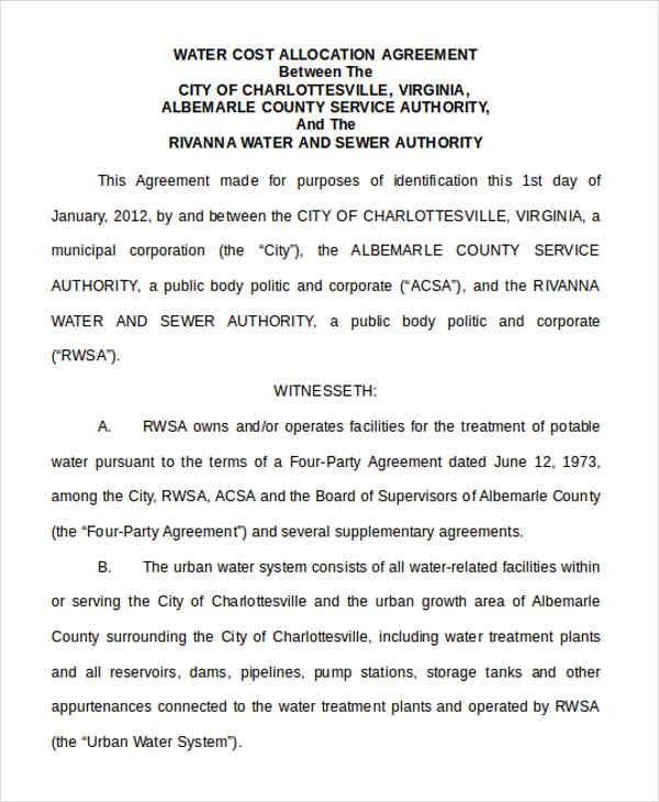 Allocation Agreement Templates 7 Free Word, PDF Format Download