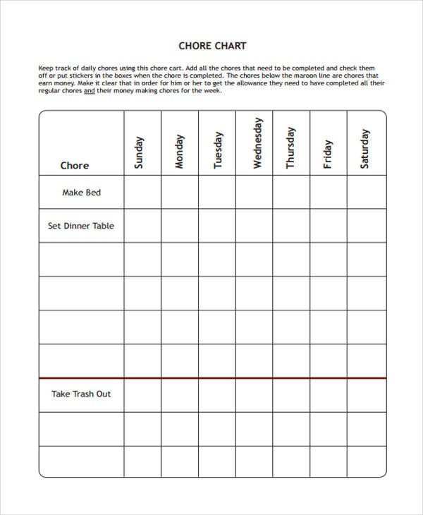 Create A Weekly Chore Chart