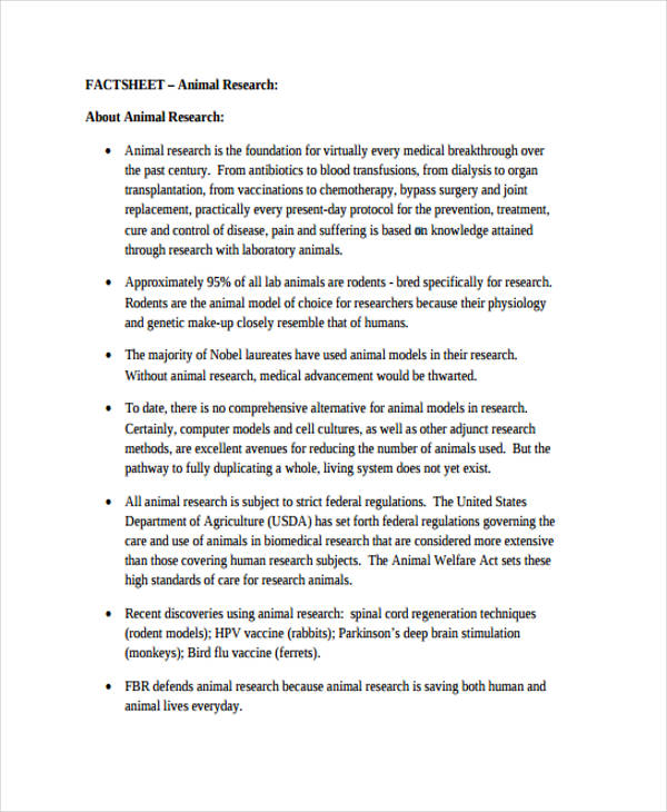animal research fact sheet
