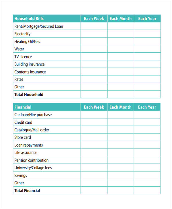 household budget templates for excel free