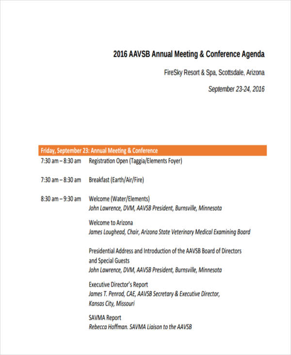 annual meeting conference agenda