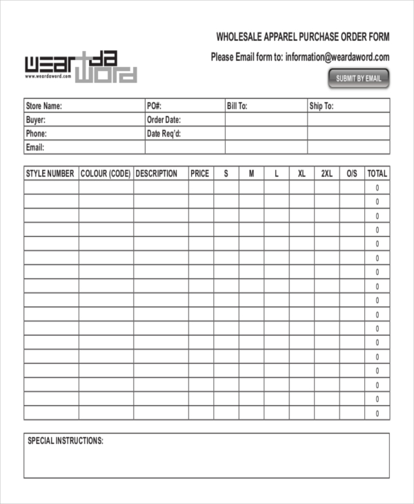 Apparel Order Form Template For Your Needs