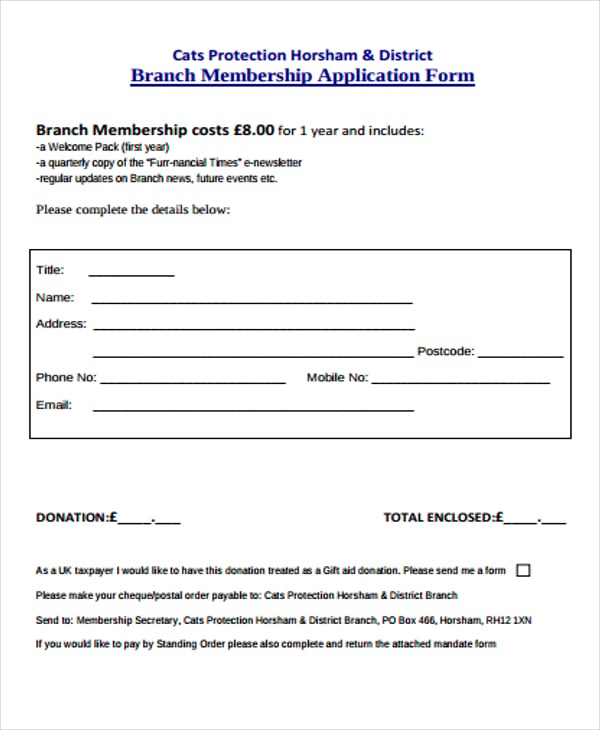 application form for branch membership