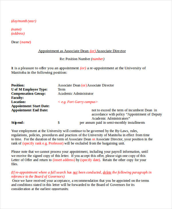 Model Of Cfo Appointment Letter - In this post, we have provided a sample appointment letter for ...