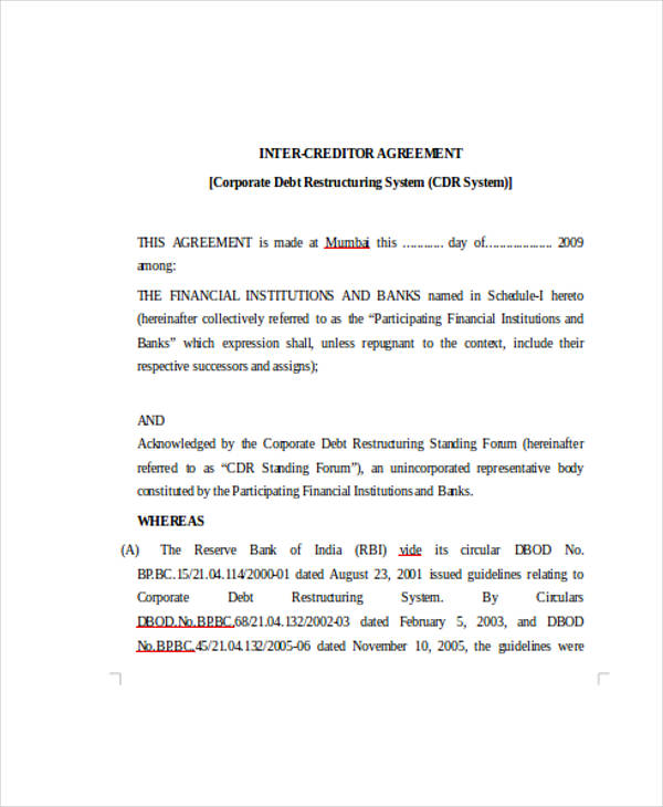 6+ Intercreditor Agreement Templates Free Samples, Examples Format Download