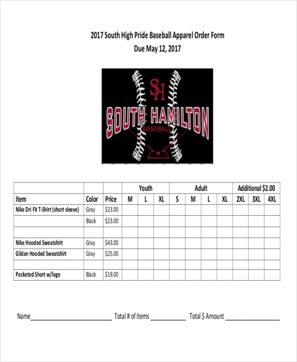 12  Apparel Order Forms Free Sample Example Format Download