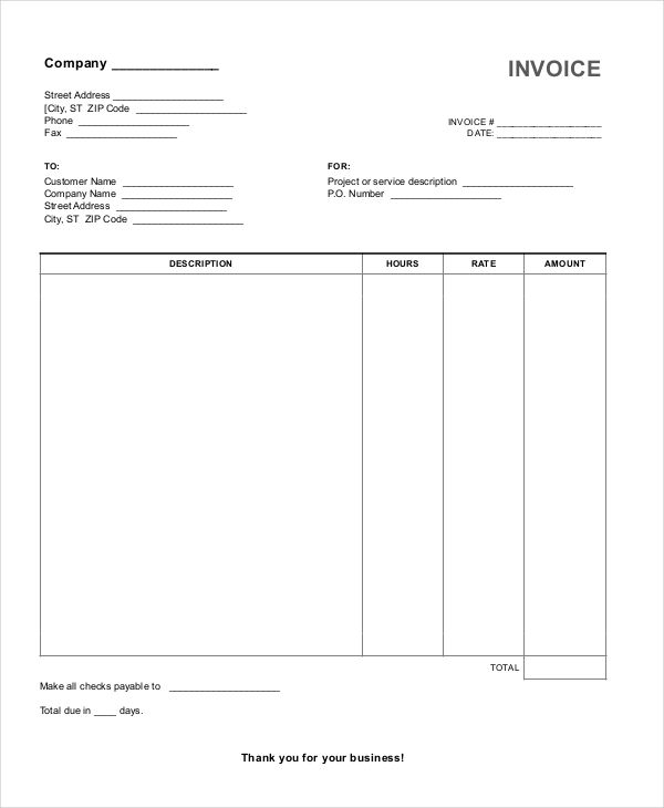 15+ Basic Invoice Template - Word, Pdf, Ai