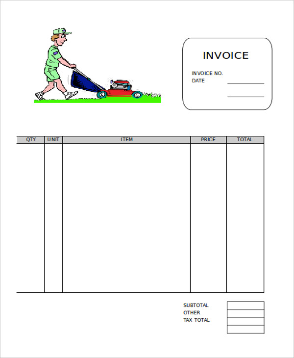 lawn care invoice template  4 free word pdf format