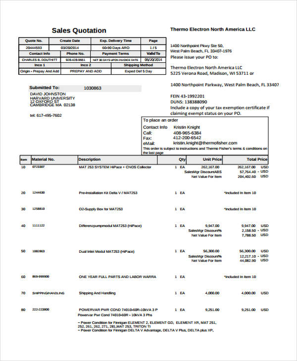 Sales Quotation Templates 13  Free Printable Word Excel PDF Formats