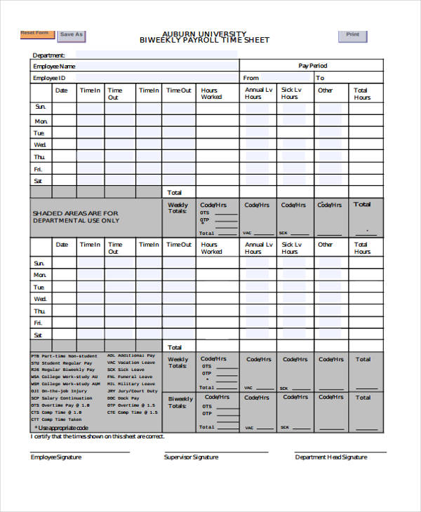 biweekly payroll time sheet