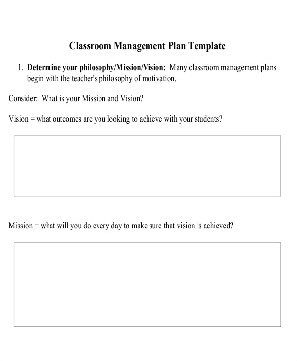 blank classroom management plan
