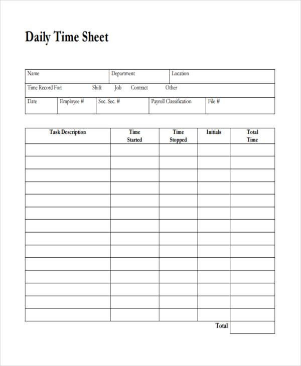 34 Free Timesheet Templates