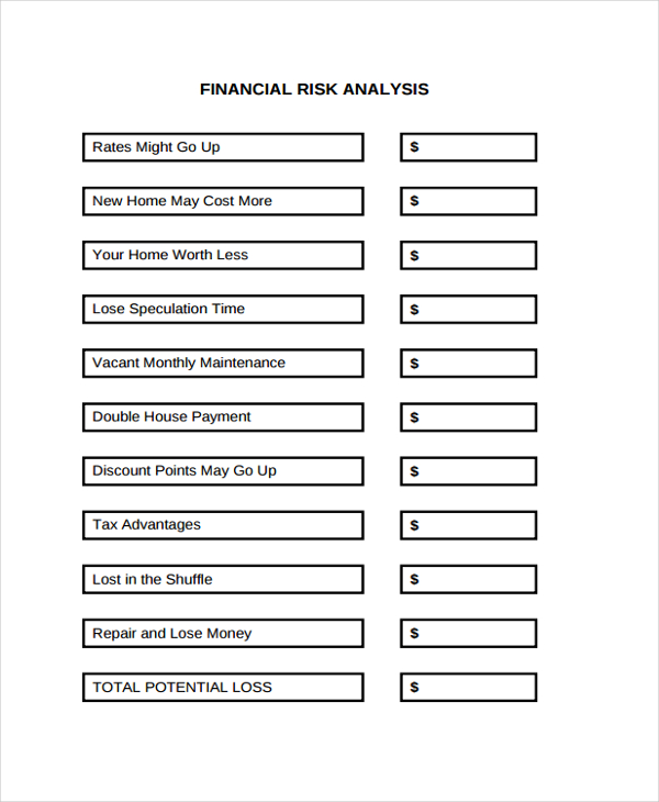blank financial risk analysis