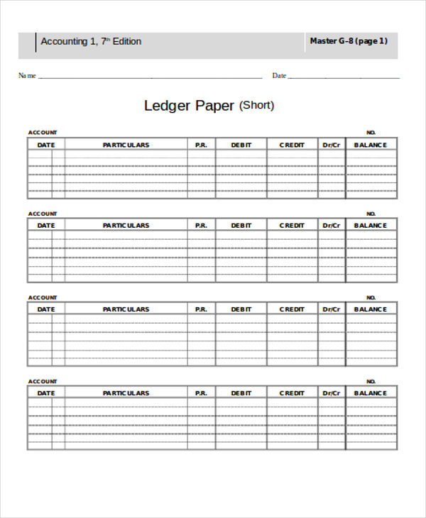 4+ Ledger Paper Templates Free Samples, Examples, Format Download