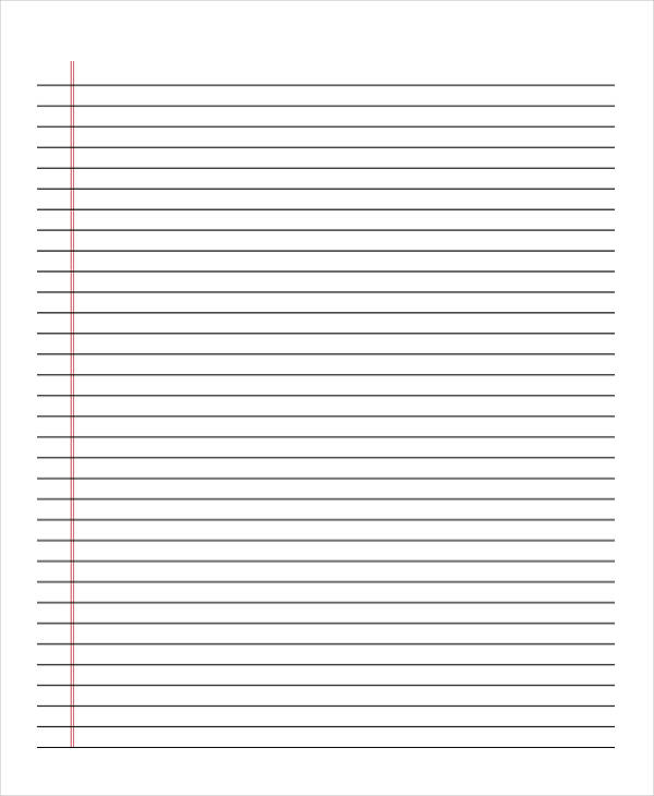 blank lined notebook paper