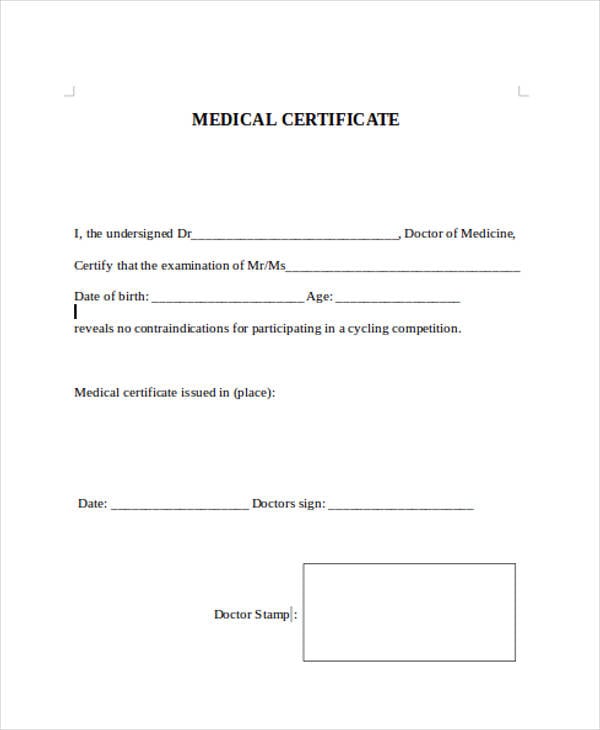 blank medical certificate