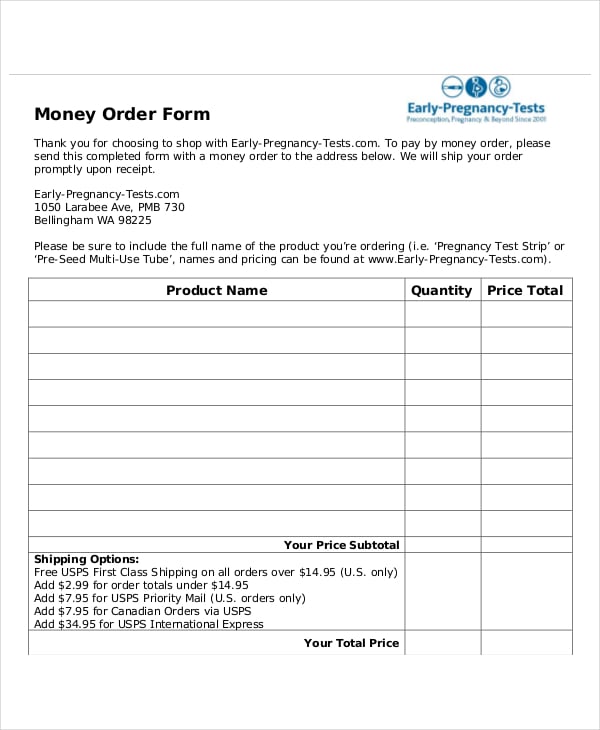 Money Order Forms 8+ Free Word, PDF Format Download Free & Premium
