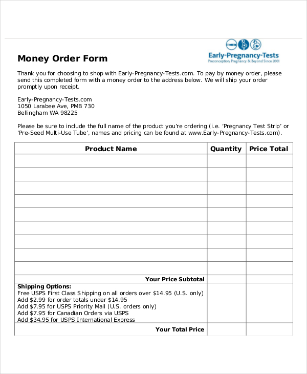 money order sample