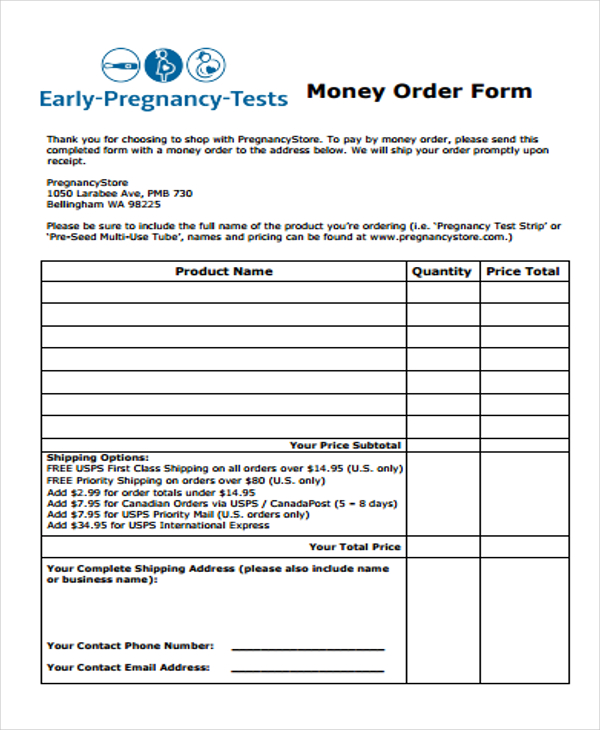 Printable Blank Money Order Template