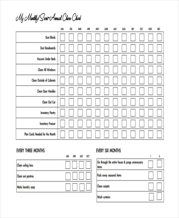 Chore Chart Template Printable For Adults