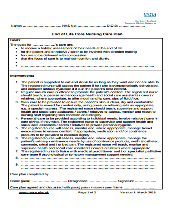 end-of-life-care-plan-template