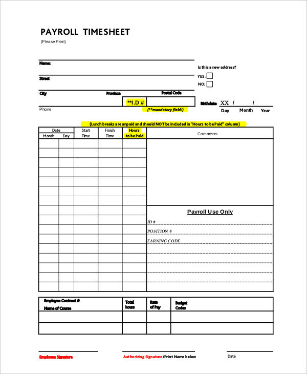 30+ Printable Timesheet Templates - Word, PDF