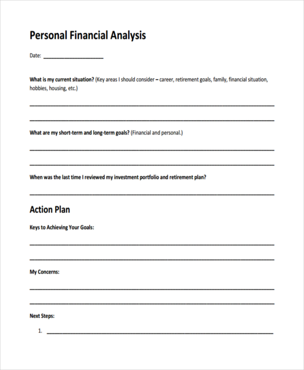 blank personal financial analysis