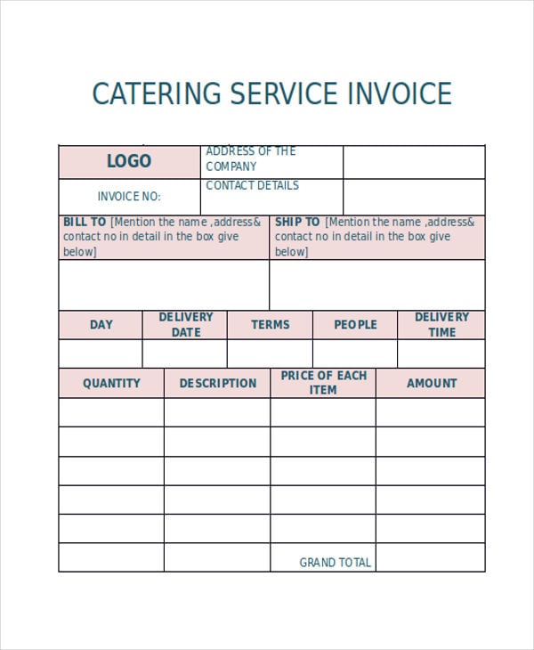 Catering Invoice Templates 10+ Free Word, PDF Format Download