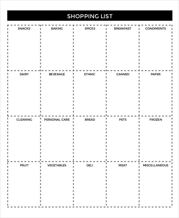 10+ Printable Shopping List Templates Free Samples, Examples Format