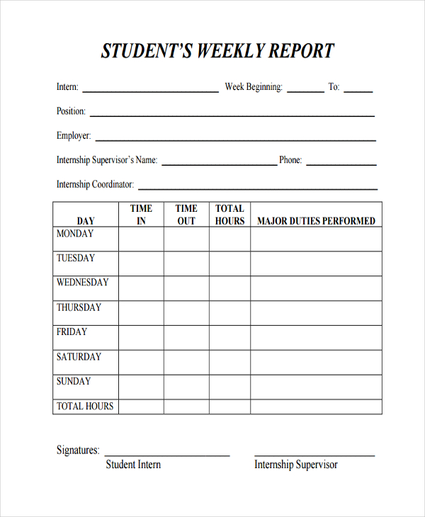 blank student weekly report1