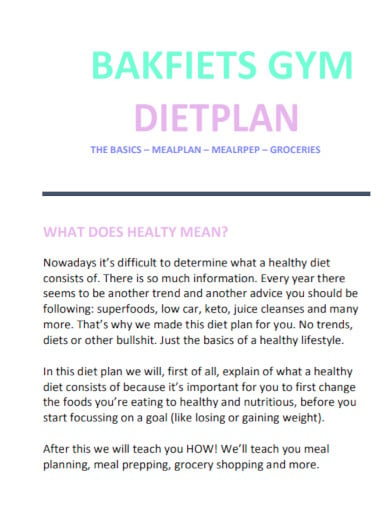 body building gym diet plan