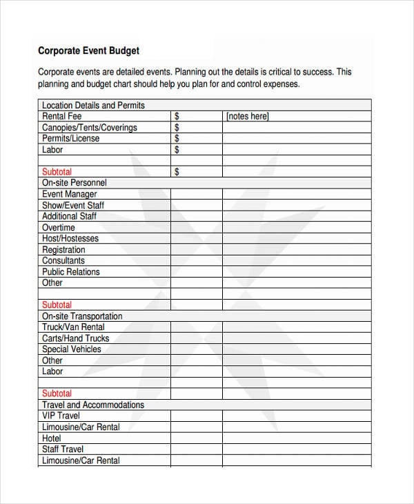 15+ Corporate Budget Templates Word, PDF, Excel
