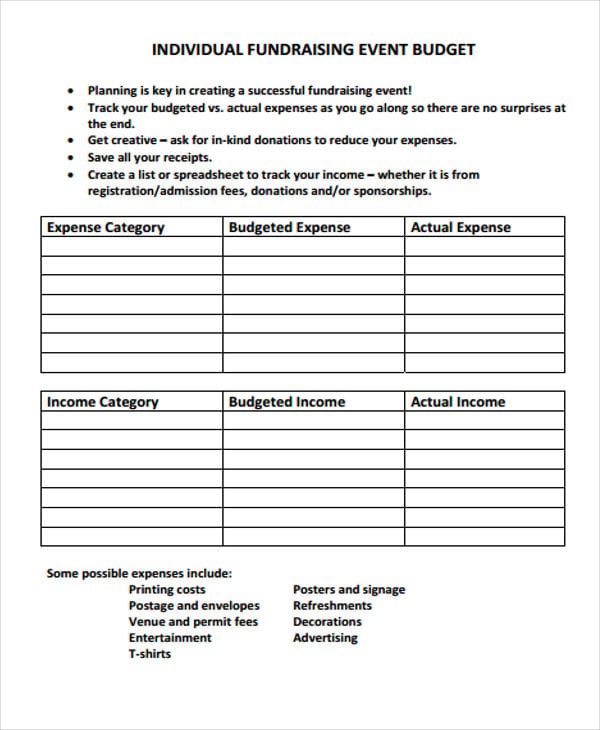 Fundraising Budget Template 9+ Free Sample, Example Format Download