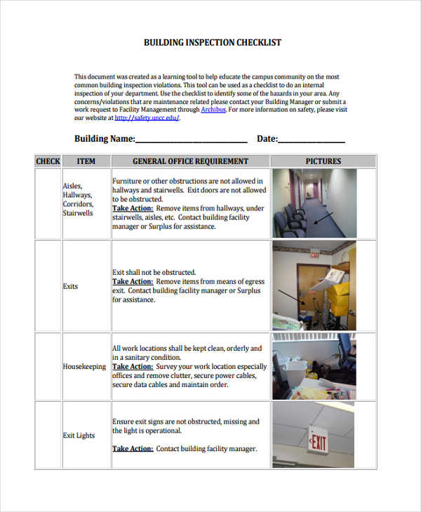building inspection checklist template1