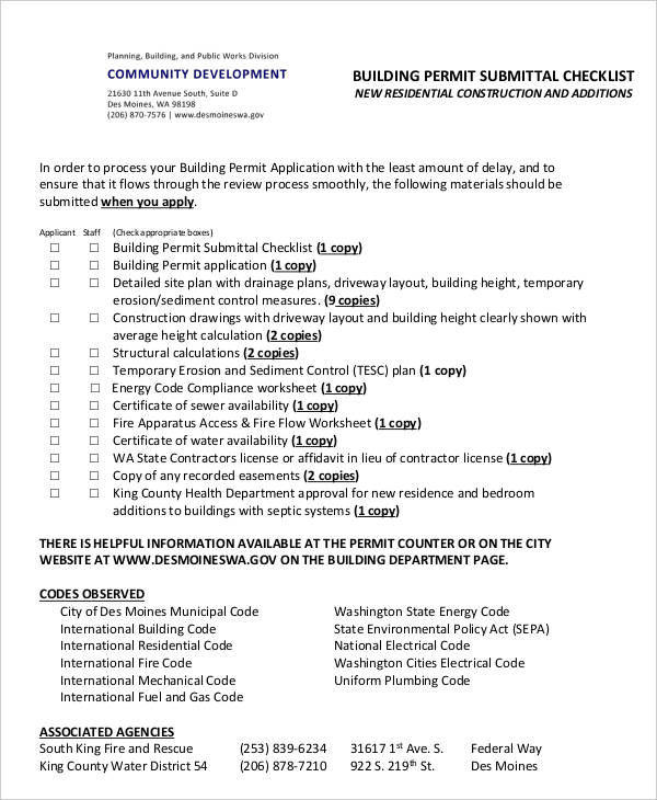 Building Checklist Templates - 18+ Word, PDF Format Download