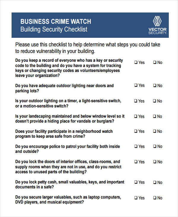 building security checklist