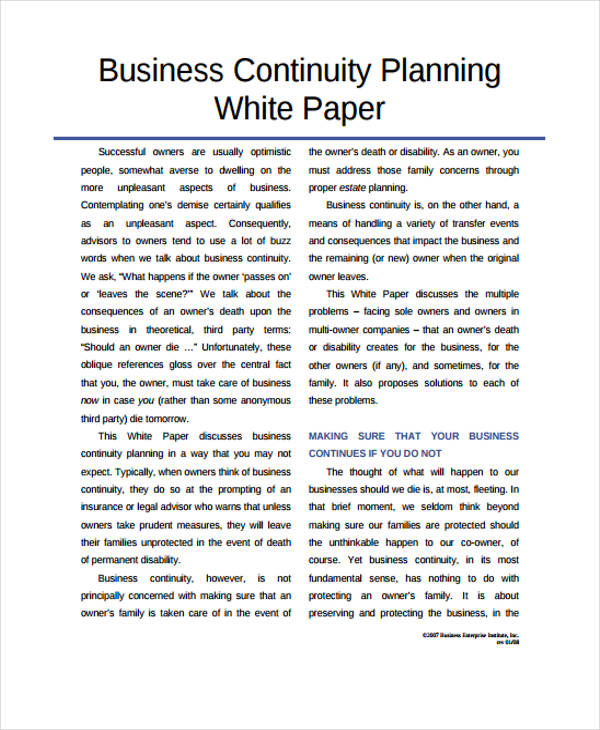 business continuity white paper
