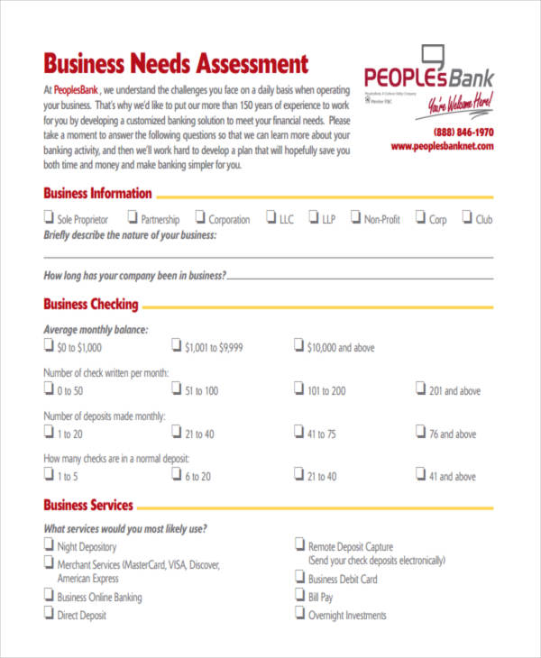 19+ Needs Assessment Form Templates