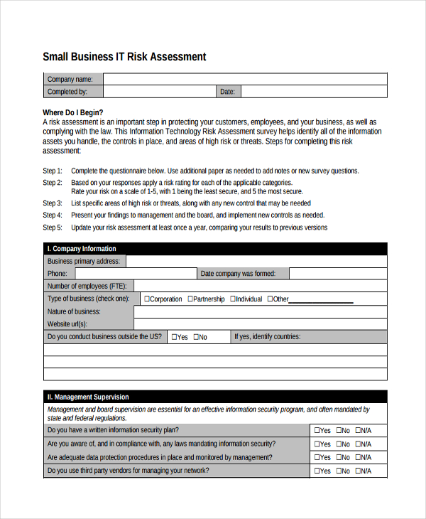 business it risk assessment