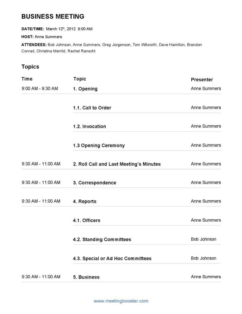 business meeting agenda template free pdf download page 001 788x1020