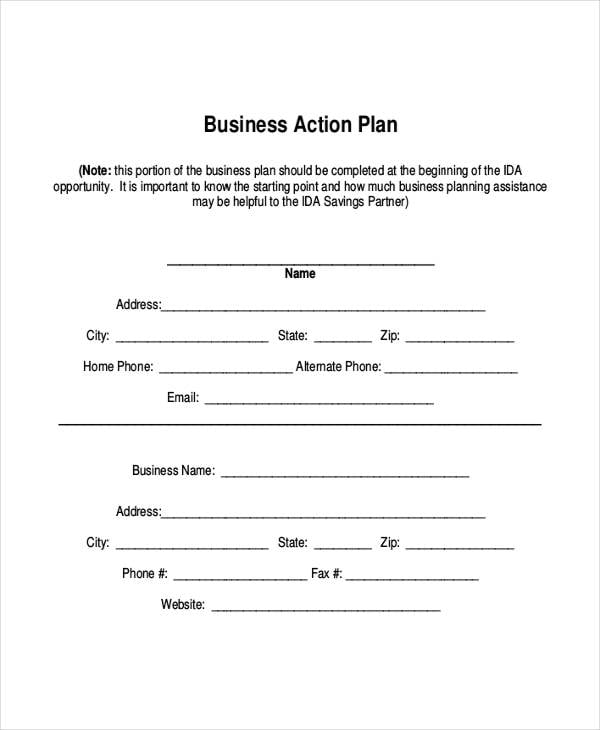business performance action plan